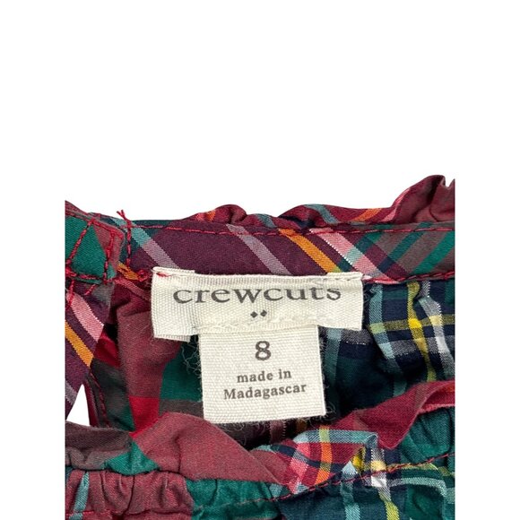 Crewcuts Girls Plaid Long Sleeve Top 8 Cotton Blend Red Green White Yellow Silve - Picture 3 of 5